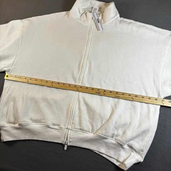 Victoria's Secret Pink Sports Club Full Zip Sweatshirt White XL - Picture 7 of 9